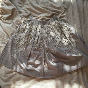 anthro embroidered cotton full skirt
